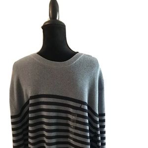Nautica Mens Sweater 2XL XXL Navy Blue Stripe S73103 $69.50